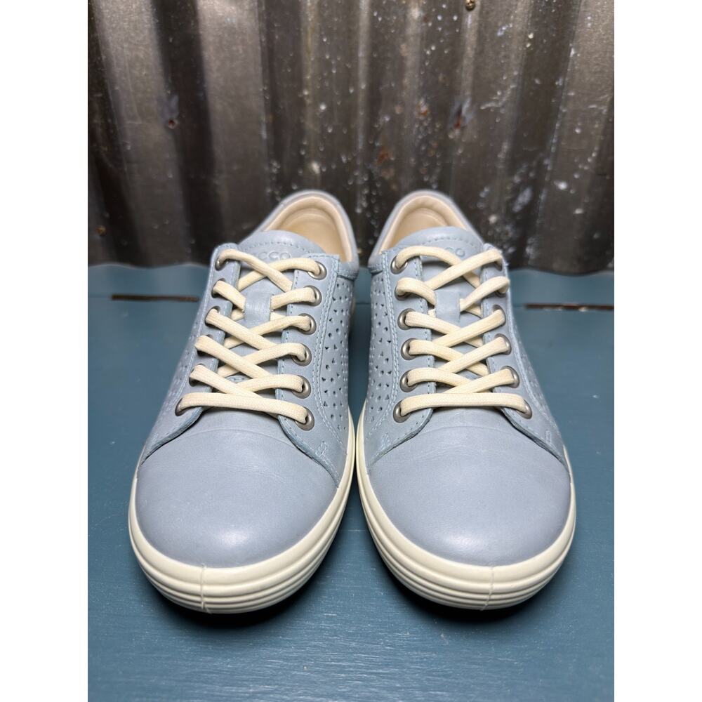 Ecco Soft 7 Trend Tie Perforated Sneaker Leather Light Blue Womens US 4 EU 35 - Picture 5 of 8